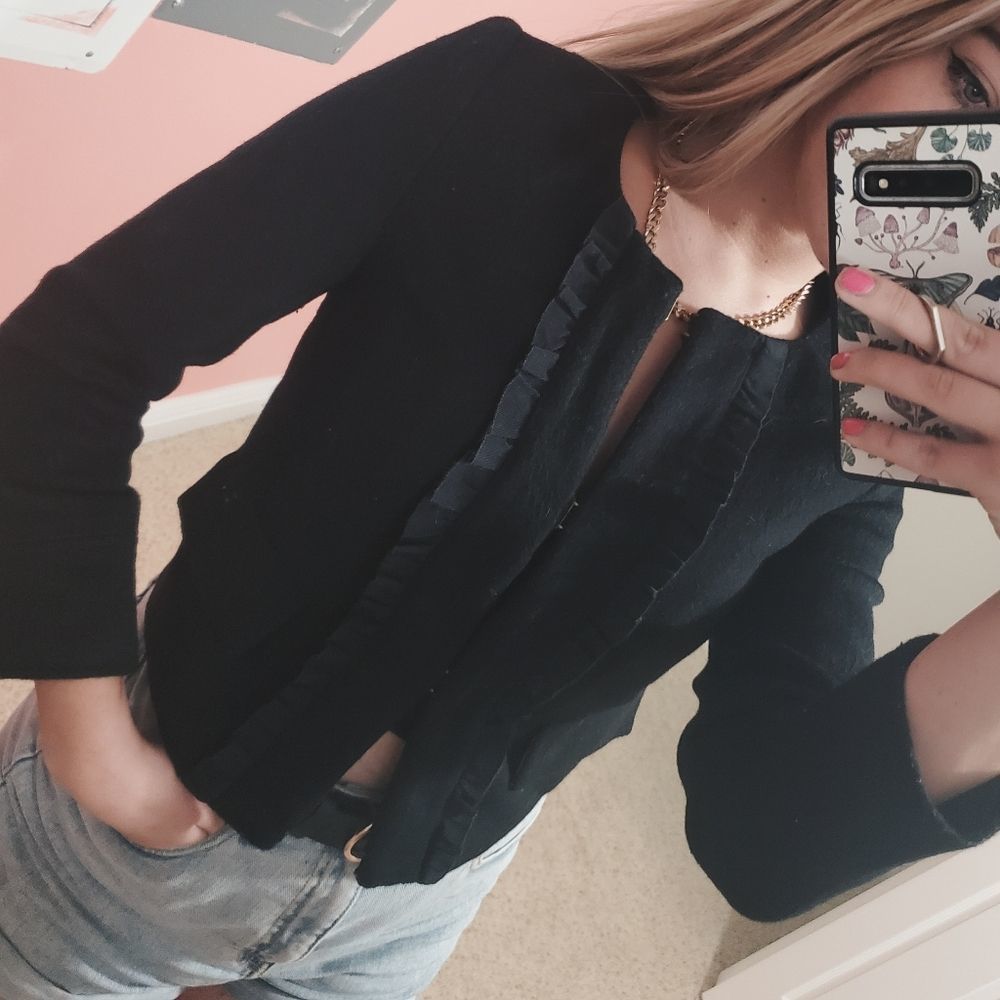Retro Juicy Couture Ruffle Front Suede Equestrian Riding Jacket Blazer Small
